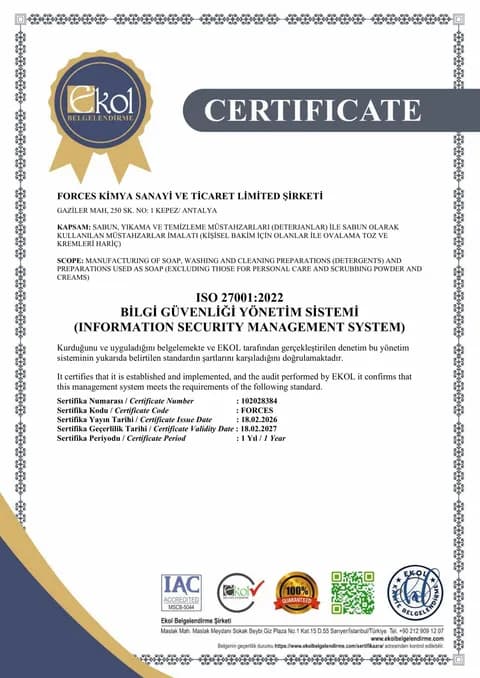 ISO 27001:2022 belgesinin taranmış kopyası